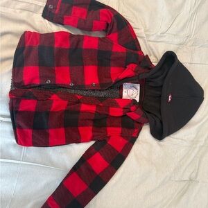 Stylish Red and Black Plaid Kids Hoodie